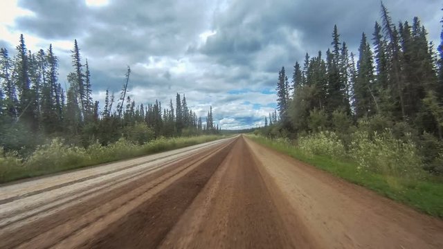 Driving POV low angle hyperlapse. Dalton Highway in  Alaska ,heading to Arctic Circle. 