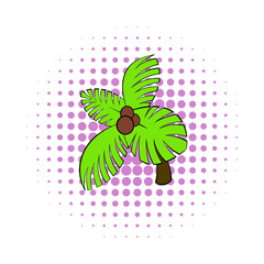 Palm tree icon, pop-art style