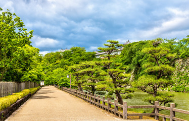 Fototapeta na wymiar Grounds of Himeji Castle in Japan