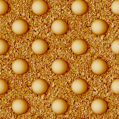 brown seamless background made of spheres and tiny cubes objects
