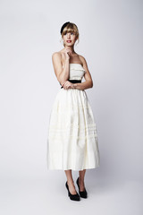 Fototapeta premium Gorgeous bride in white, looking away