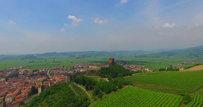 Soave (Italy) surrounded by vineyards that produce one of the most appreciated Italian white wines, and its famous medieval castle.