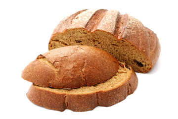 Pieces of rye bread isolated on a white background