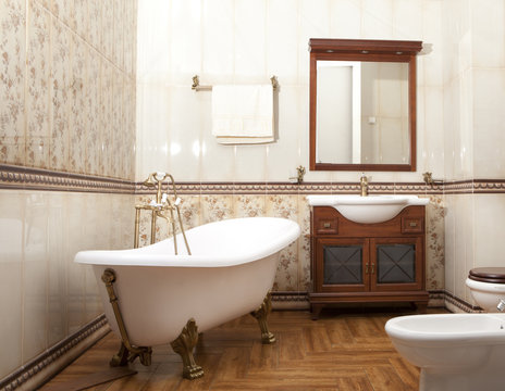 Stylish  bathroom in luxury modern house