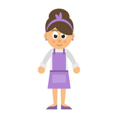 cartoon girl in apron vector