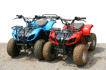 ATV quad bike in Thailand isolated on white background.