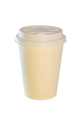 A glass of coffee or tea with lid