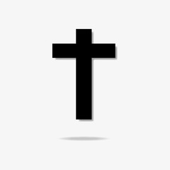 Cross with shadow on a gray background