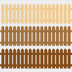 Three of the fence in different colors on a gray background