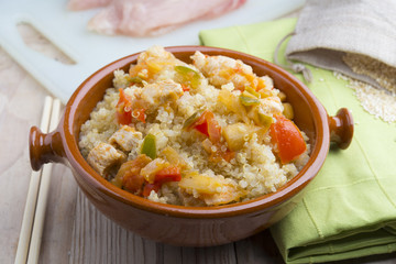 Quinoa salad with vegetables.Superfoods concept