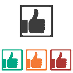 Icons at the top of the finger on a gray background in different colors