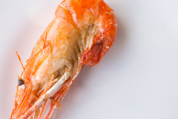 Close up of fried shrimp with salt on dish