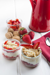 Dessert Healthy, quinoa, strawberry, nuts and yogurt.