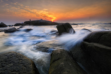Seascape during sundown. Beautiful natural summer seascape