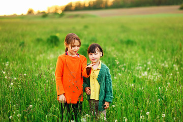 Fototapeta premium The children happy outdoors.