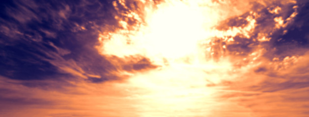 Dramatic Sky Clouds Background. Setting Sun Sunset in the Sky Wa