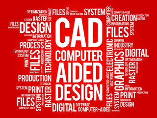 CAD - Computer Aided Design word cloud, business concept background