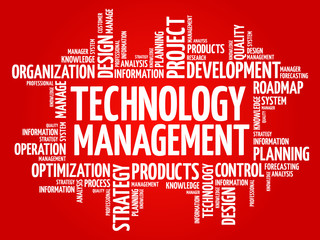 Technology Management word cloud, business concept background