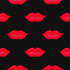 Vector seamless lip pattern in black and red colors. Sexy, romantic design for websites, wrapping, cover, booklet, brochure, card, wallpaper, fabric, textile