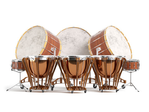 Orchestra drums isolated on white 3D rendering