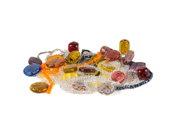 Colorful composition made of stones and glittering beads.