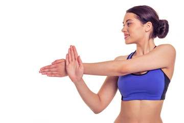 Attractive girl doing yoga