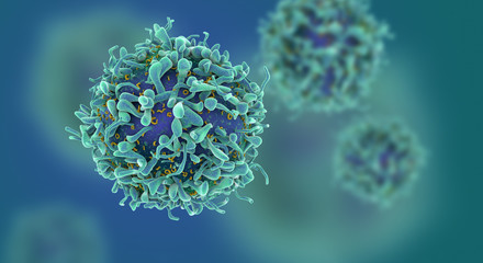 Cg render of t-cells or cancer cells - obrazy, fototapety, plakaty