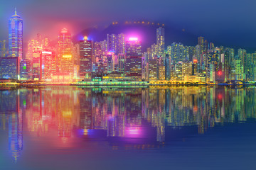 Plakat Panorama of Hong Kong and Financial district