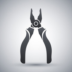 Vector Open Pliers icon. Open Pliers simple icon on a light gray background