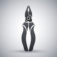 Vector Pliers icon. Pliers simple icon on a light gray backgroun