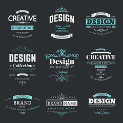 Retro Creative Vintage labels template and Logo set. Vector design elements business signs, branding, badges, objects, identity, labels.
