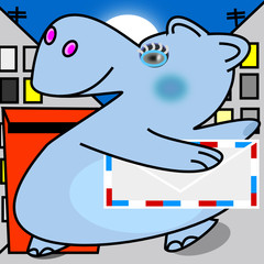 Hipopótamo con carta.