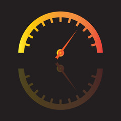 Speedometer icon or sign. Car instruments. Vector illustration.