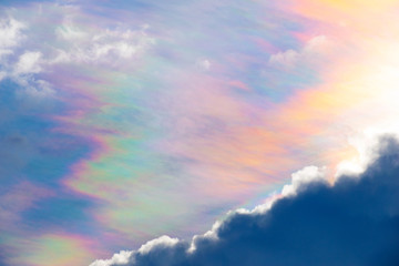 The beautiful sky, clouds and colorful sun's rays on sky