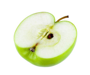 half green apple isolated on white background