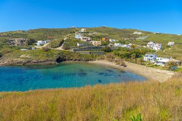 Beautiful sandy beach in Syros, Cyclades, Greece. Crystal clear