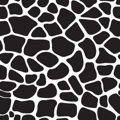Seamless animal skin pattern with giraffe texture / black and white
