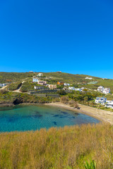 Beautiful sandy beach in Syros, Cyclades, Greece. Crystal clear