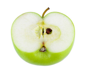 half green apple isolated on white background