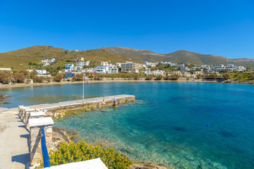 Beautiful sandy beach in Syros, Cyclades, Greece. Crystal clear