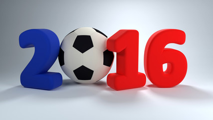 The year 2016 with soccer ball for zero