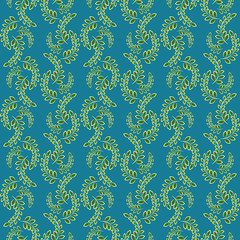 Laconic vector seamless floral pattern with the image of twigs or buds of poplar wood.
