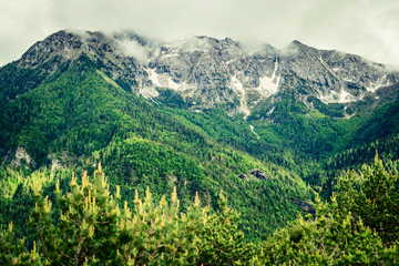 Fototapeta na wymiar beautiful mountain landscape - outdoor actitity in italy
