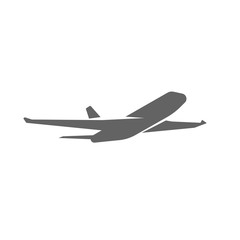 Fototapeta na wymiar Plane taking off silhouette vector illustration, black airplane take off shape, jet airliner takeoff, plane departure modern design isolated on white background