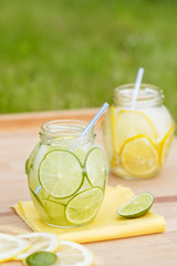 homemade lemonade. sweet refreshing non-alcoholic drink in the street during the day. life style