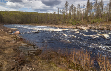 Mountain river with rapids