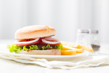 Hamburger and french fries