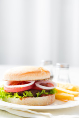 Hamburger and french fries