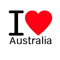i love Australia lettering illustration design with heart sign