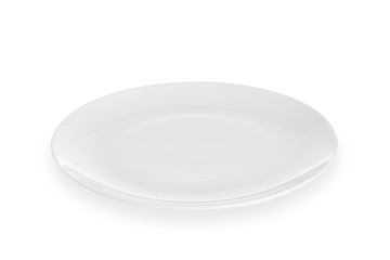 empty white plate isolated on white background with  clipping path